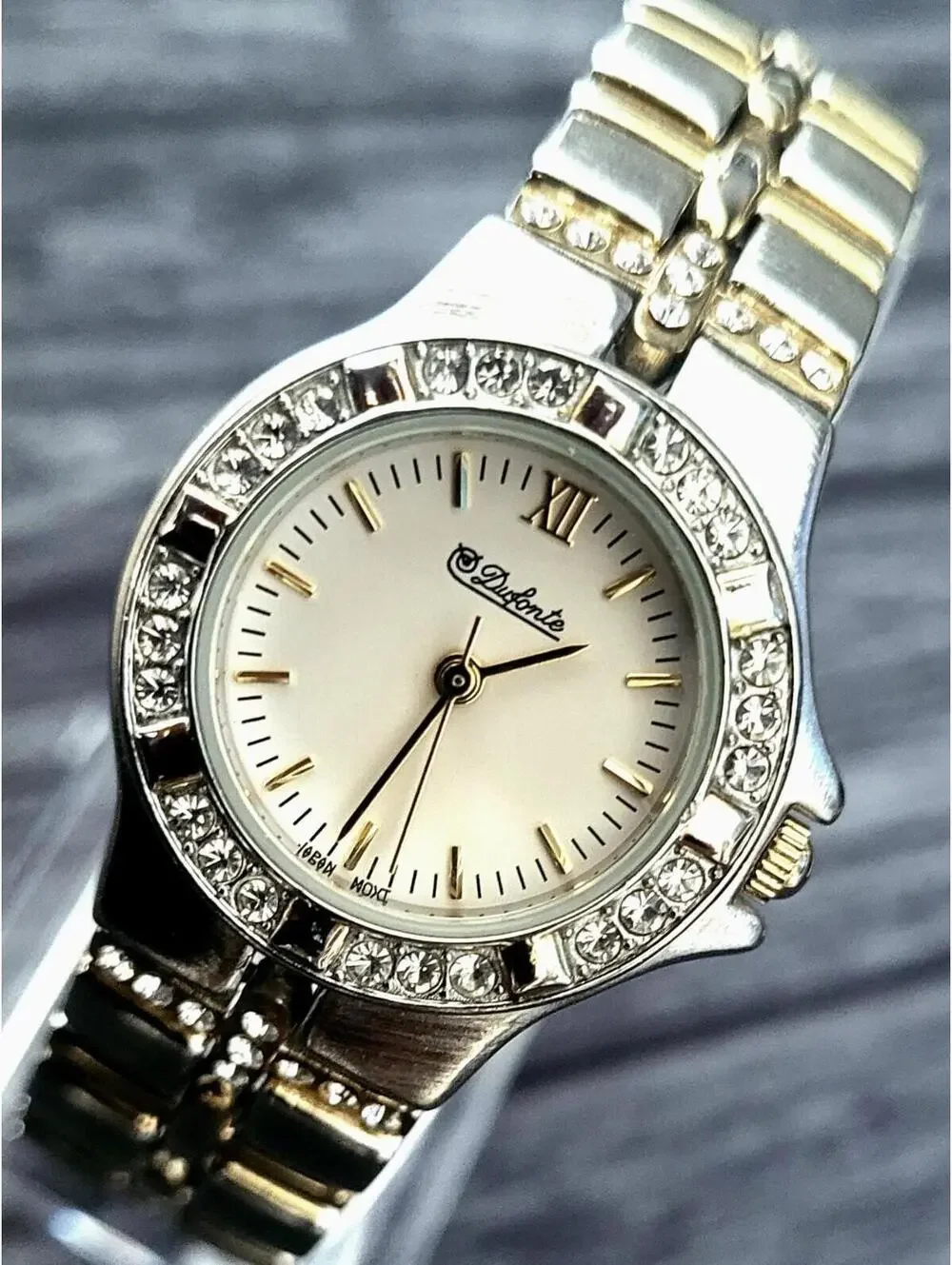Rare Vintage Dufonte Woman's Diamond Bezel‎ Enamel Dial Watch